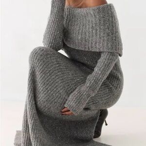 Rumored Fireside Maxi Off The Shoulder Sweater Dress